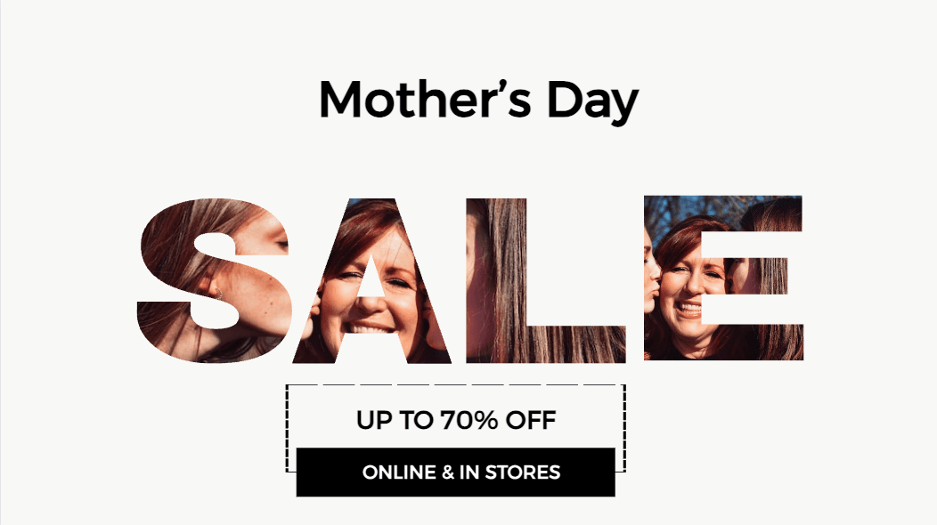 Mother's Day sale banner rendered from JSON